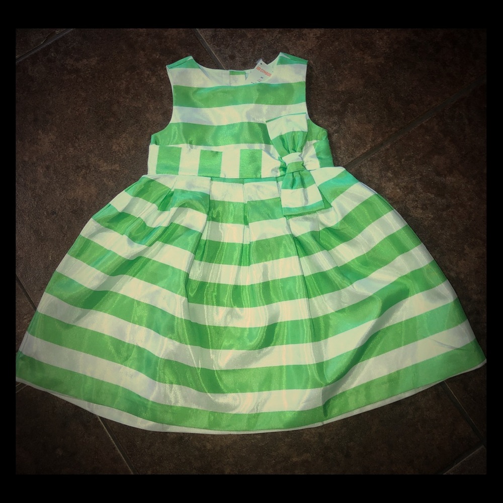NWT Gymboree 3t Green Striped Bow Easter Dress